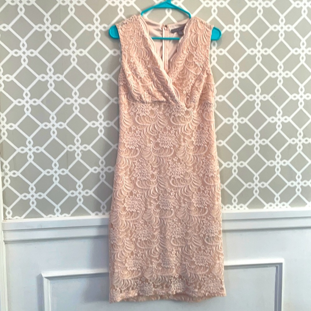 Hope & Harlow Blush Pink Lace Midi Dress Size 8